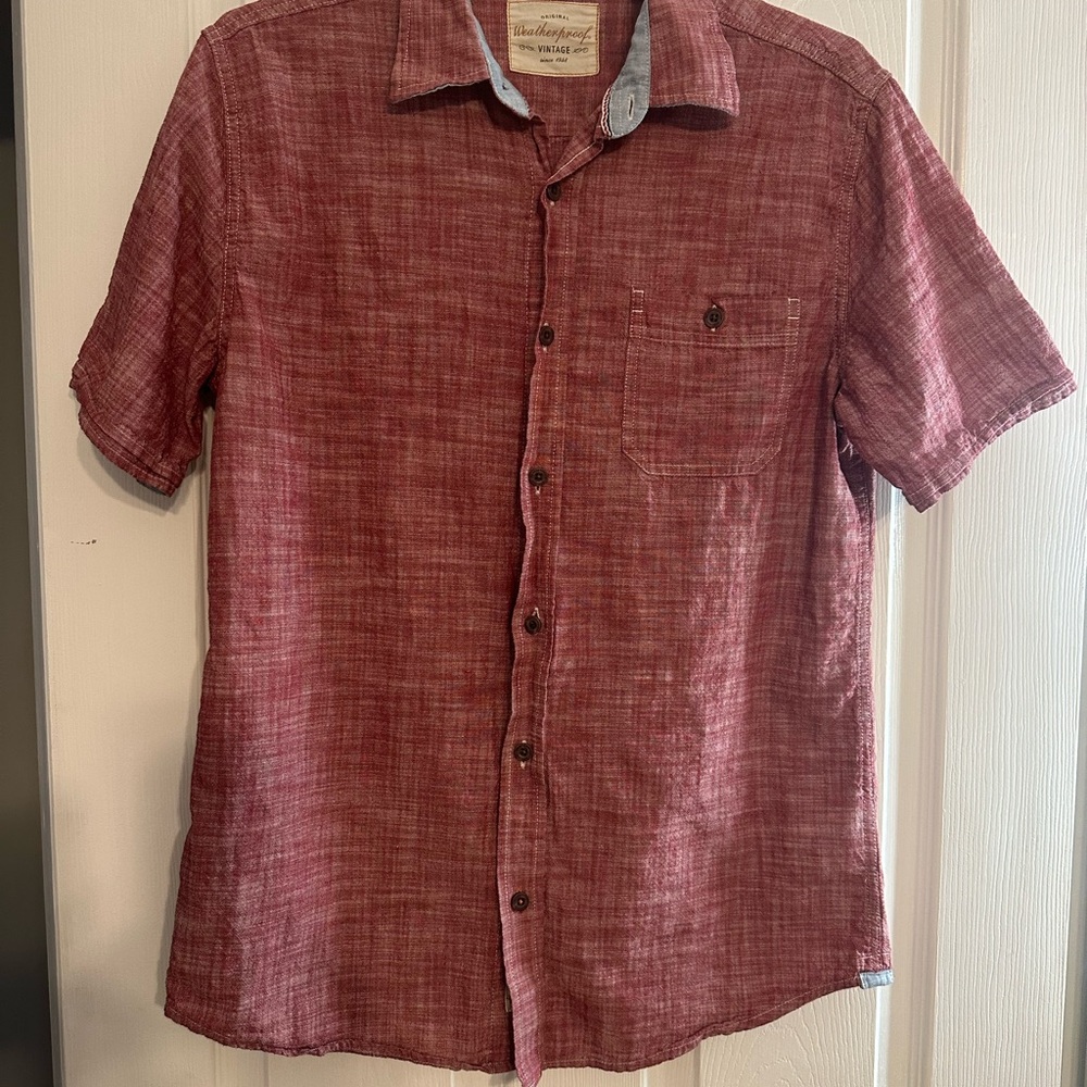 Weatherproof Maroon Casual Button-Down Shirt